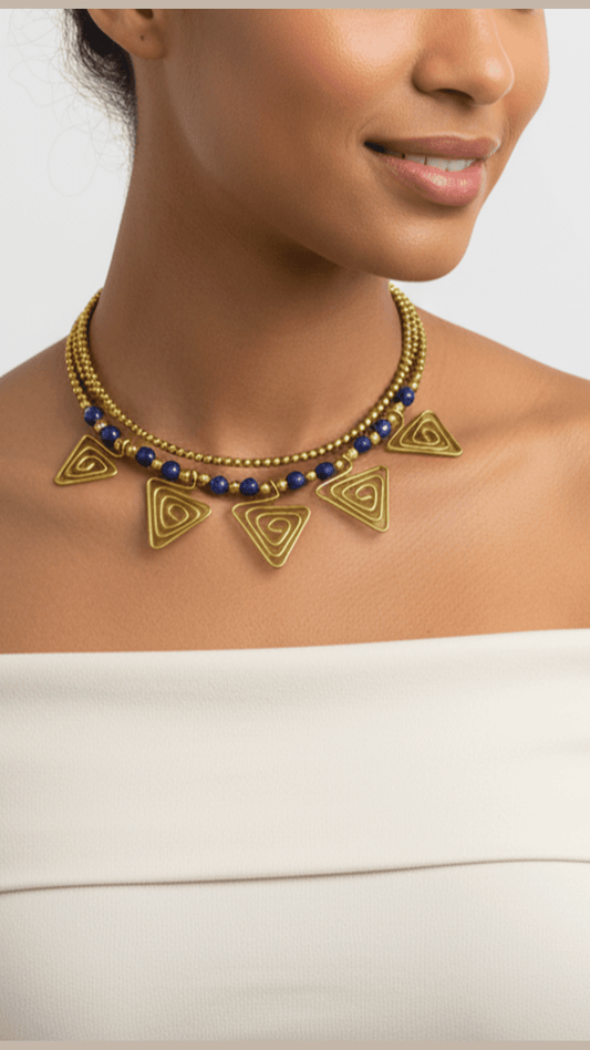 Dokra Spiral Triangle Hansuli Necklace