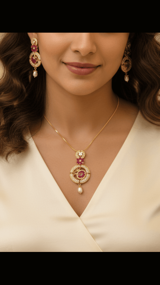 Costume Ad Stone Fitted Pendent Set