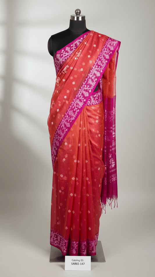 Dual Tone Maslin Jamdani Saree