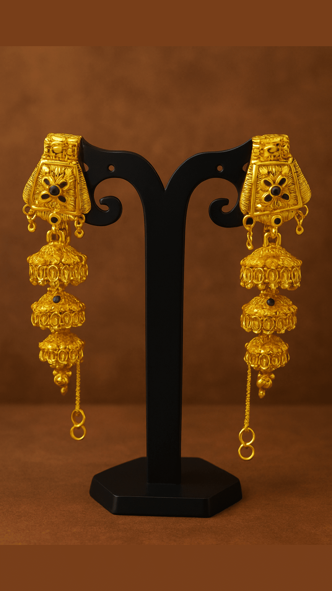 Traditional Ethnic Collection Gold Plated Multiple Layered Meenakari Jhumka Jhumki