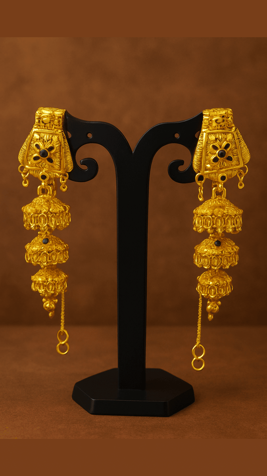 Traditional Ethnic Collection Gold Plated Multiple Layered Meenakari Jhumka Jhumki