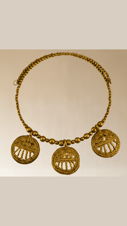 Dokra Circular Pendant Hansuli Necklace