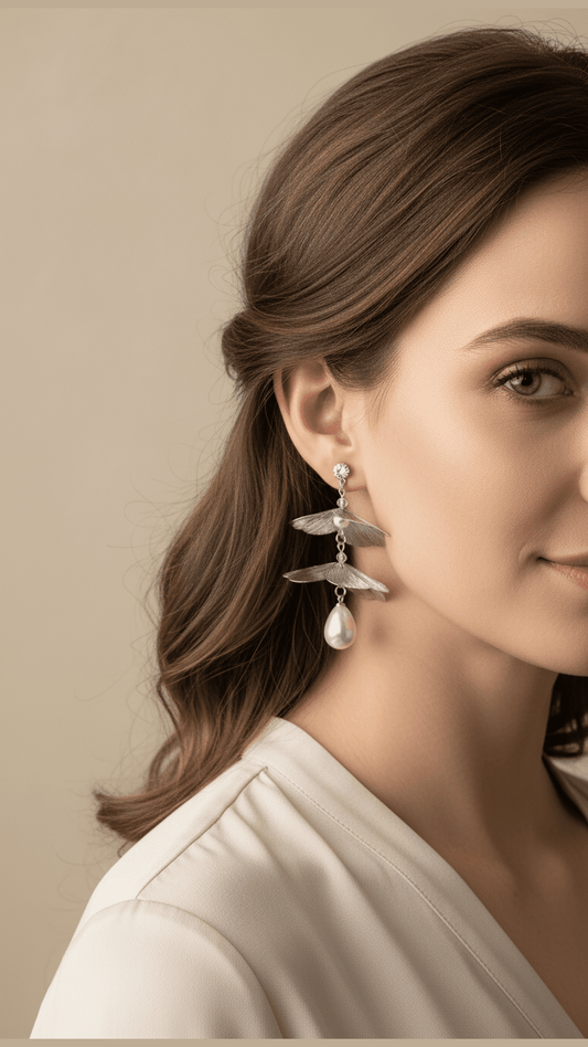Floral Moti Drop Style Earrings Fashion Jewelry for Women Girls