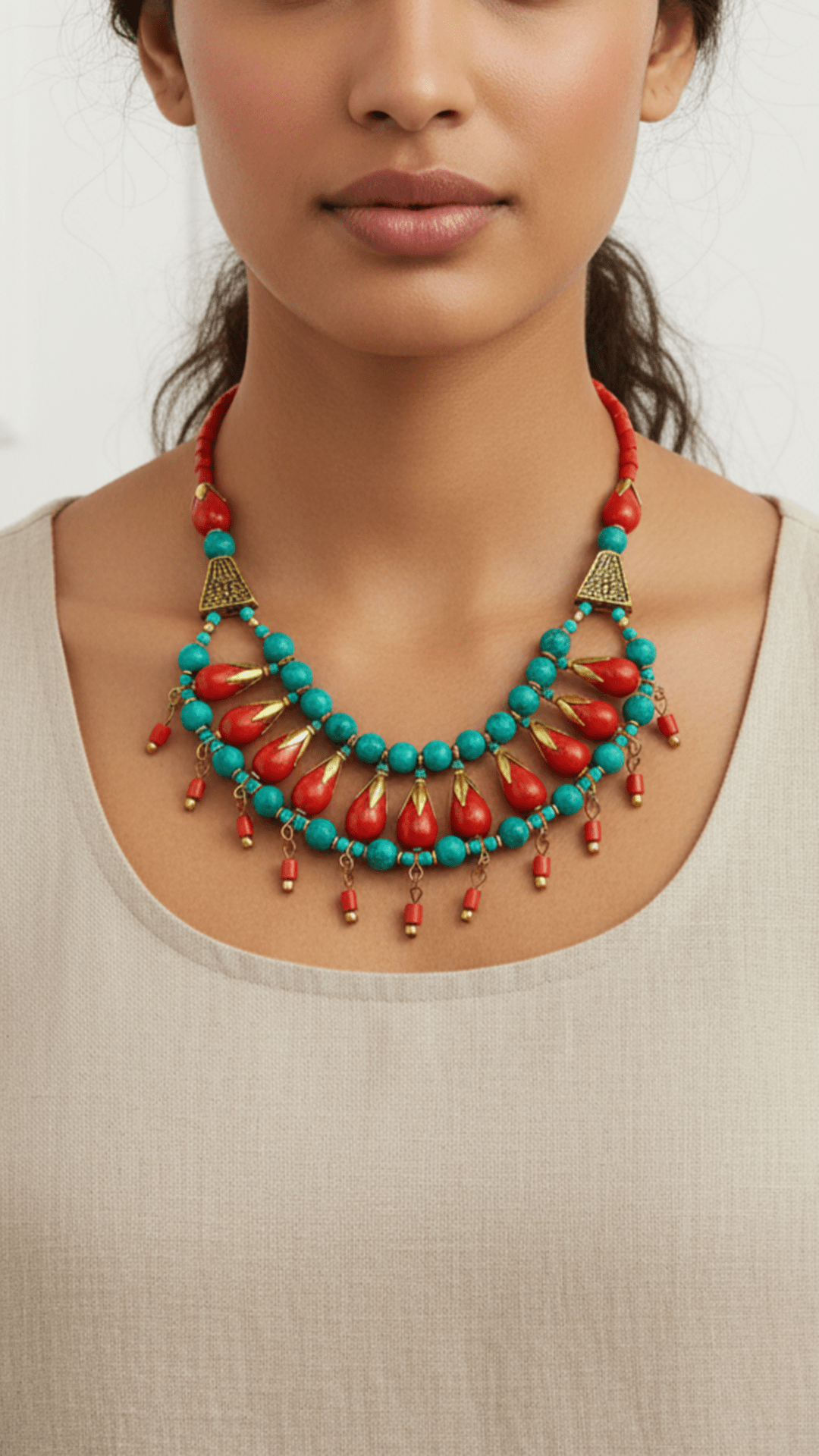Tribal Beaded Gypsy Tibetian Necklace Set