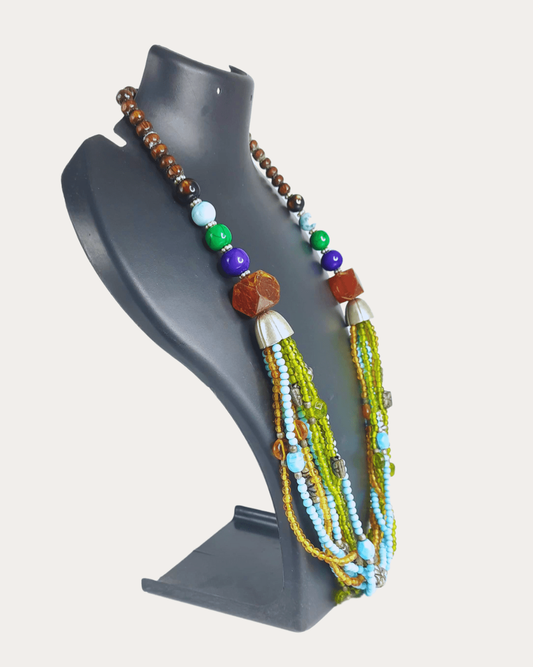 Layered and Multi Colour Beads Trib Necklace