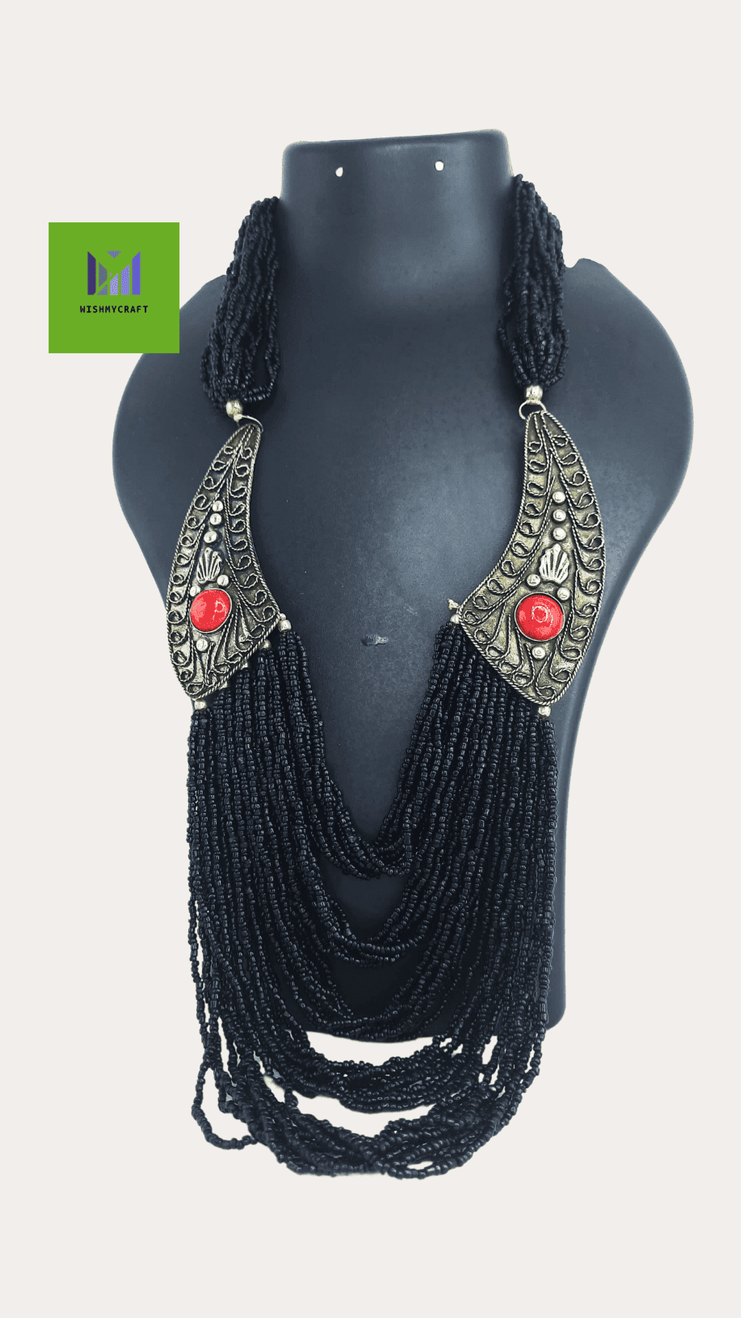 Black Bead Necklace German Silver Extra Fine Black Necklace
