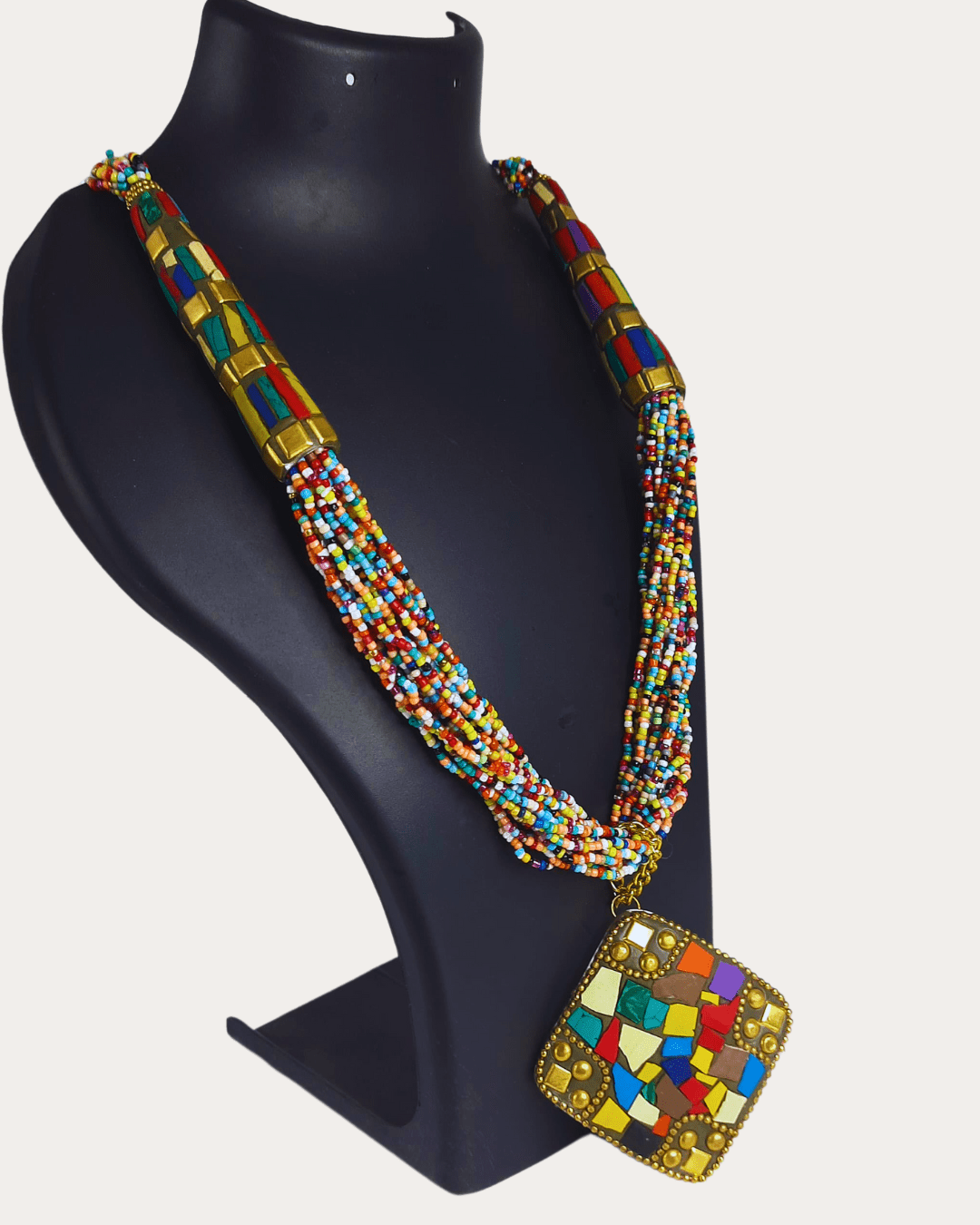 Trib Tibetian Multicolour Long Necklace With Pendent