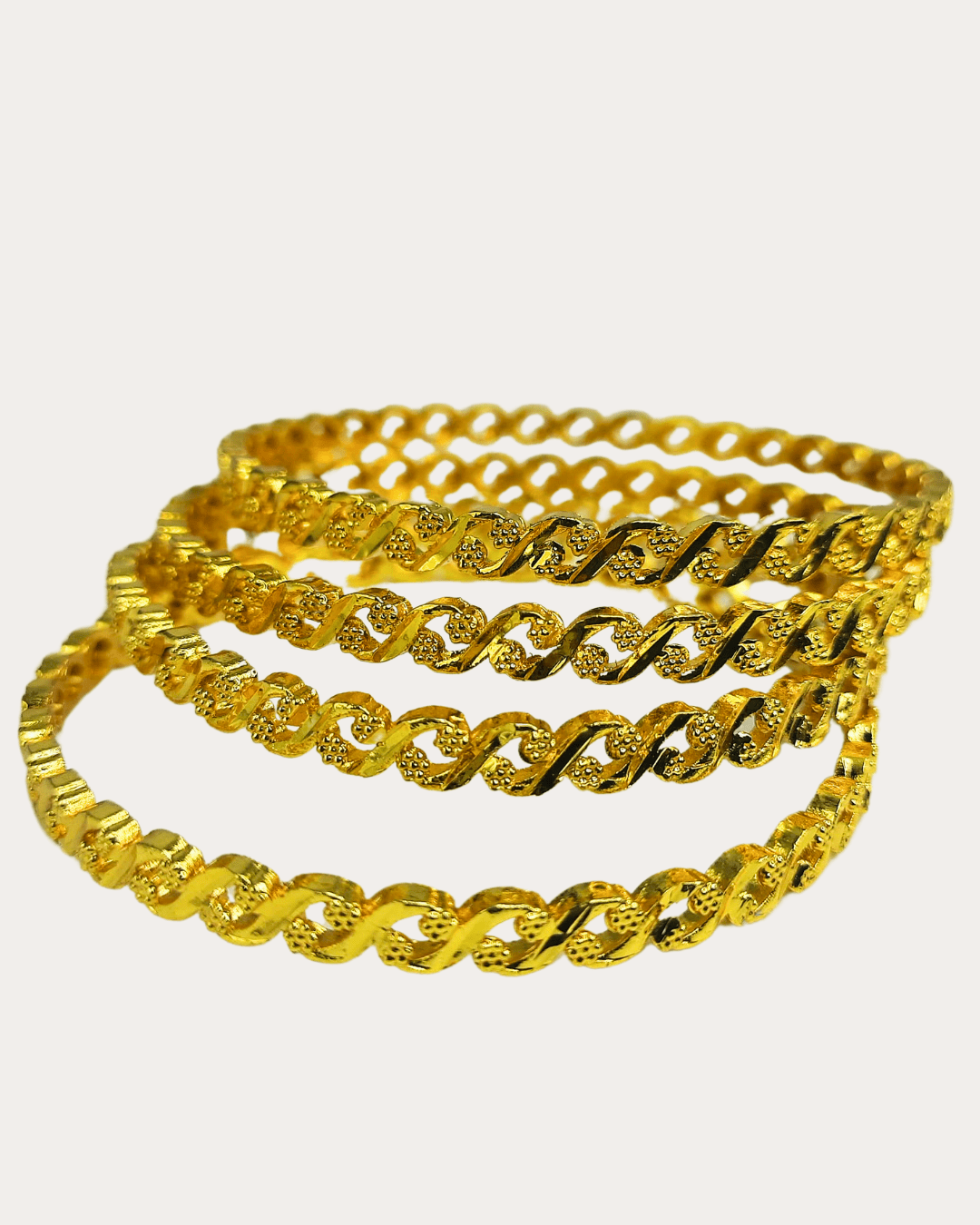 Gold-Plated Churi Woven Bangle Set 2.6 Size For Women