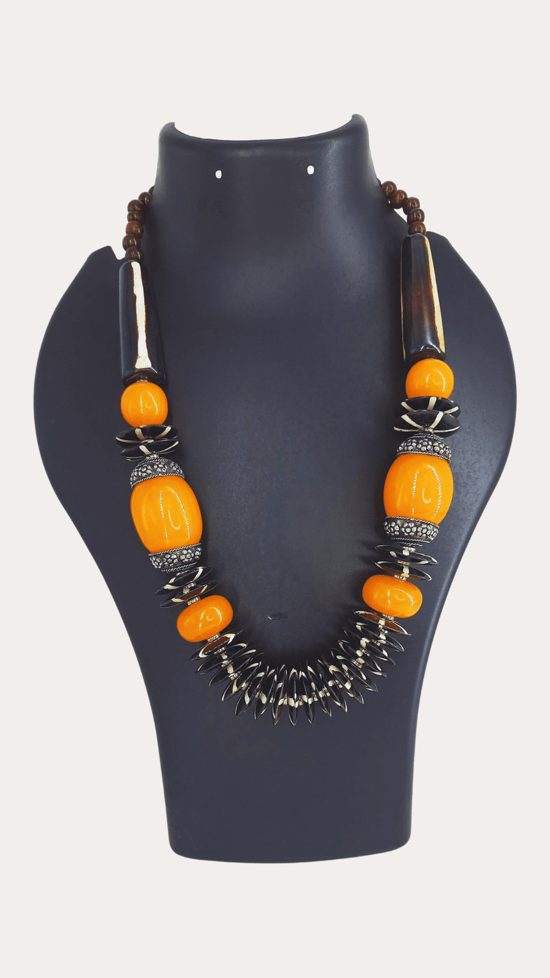 Yellow And Black Colour Button Beads Necklace