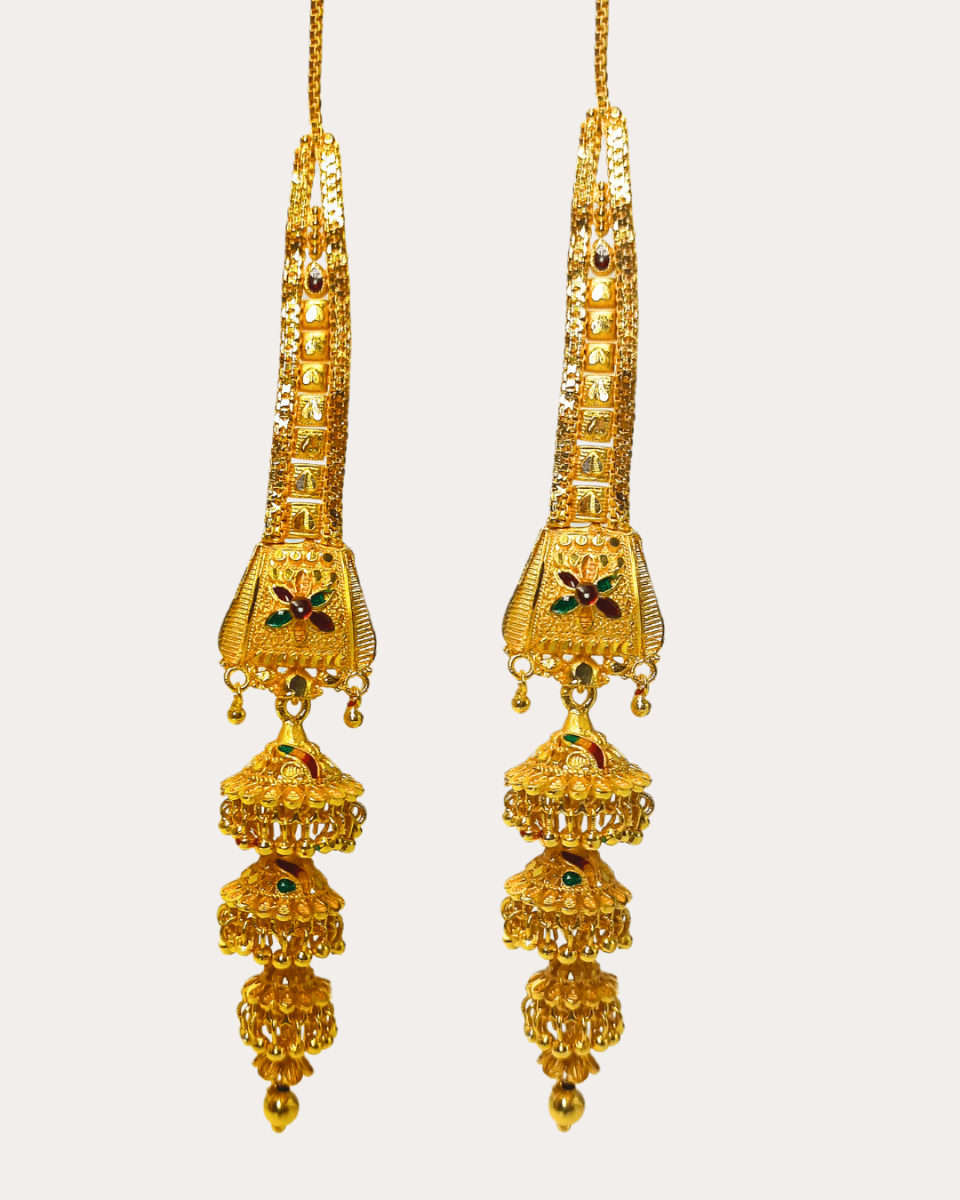 Traditional Ethnic Collection Gold Plated Multiple Layered Meenakari Jhumka Jhumki