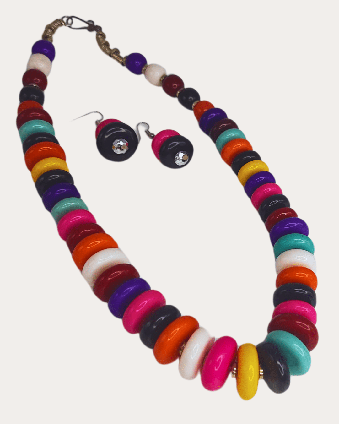 Retro multicolur candy beads necklace