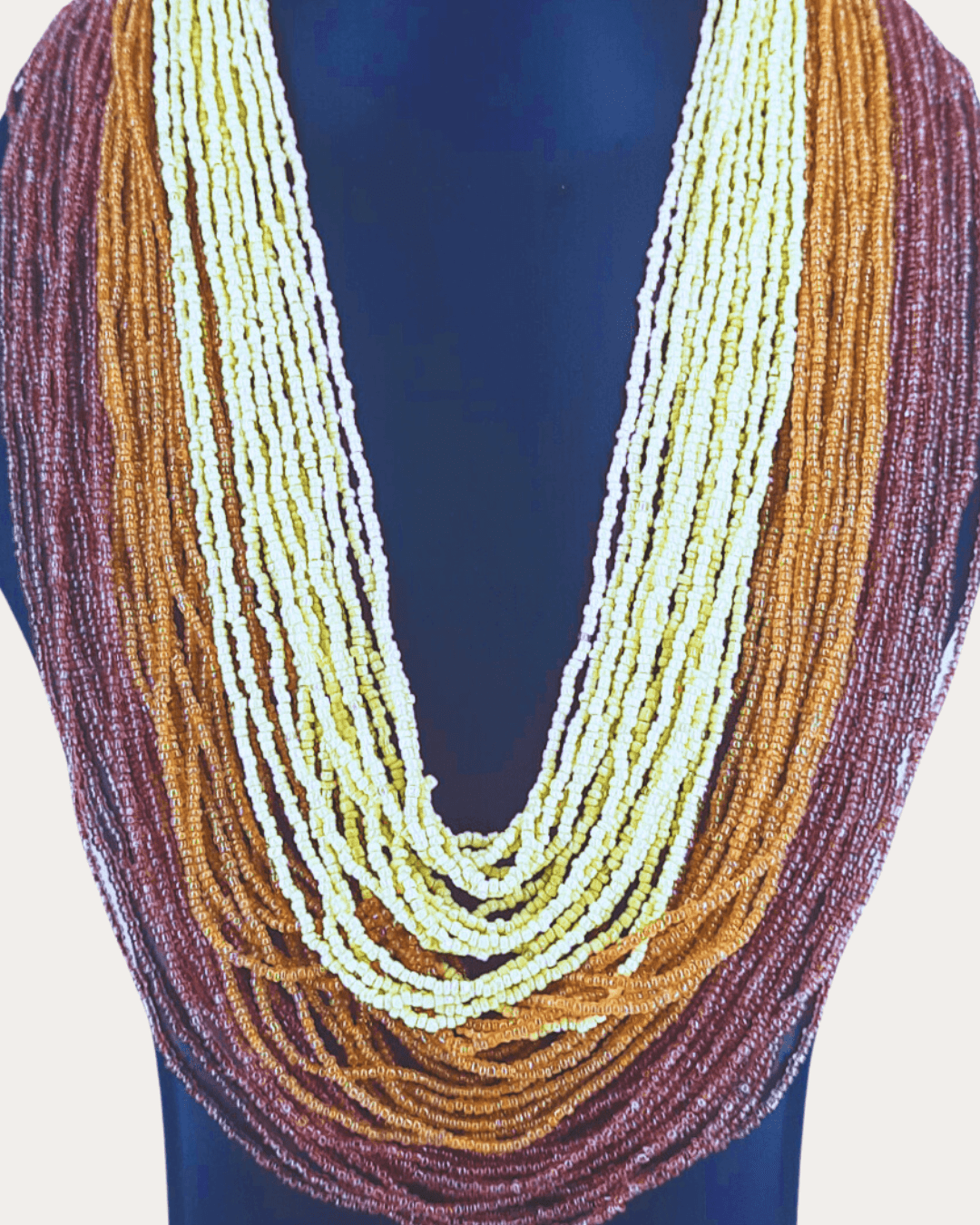 Trib Tri Colour Long Glass Beads Necklace