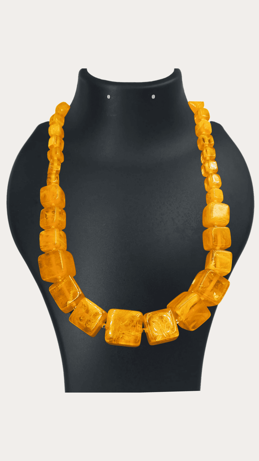 Cube Shaped FireYellow Beaded Necklace