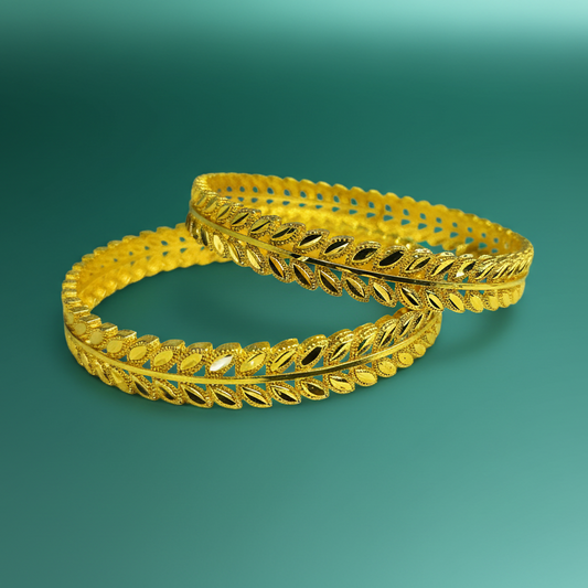 Gold-Plated Woven Bangle Set 2.4 Size For Women