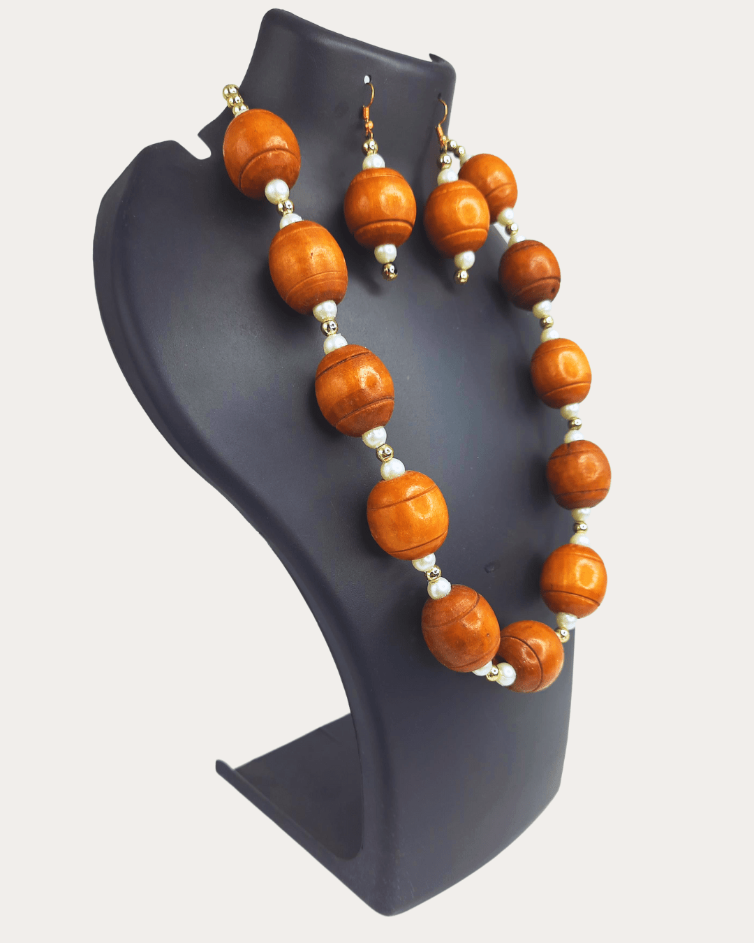 Tan Wooden Beads Necklace