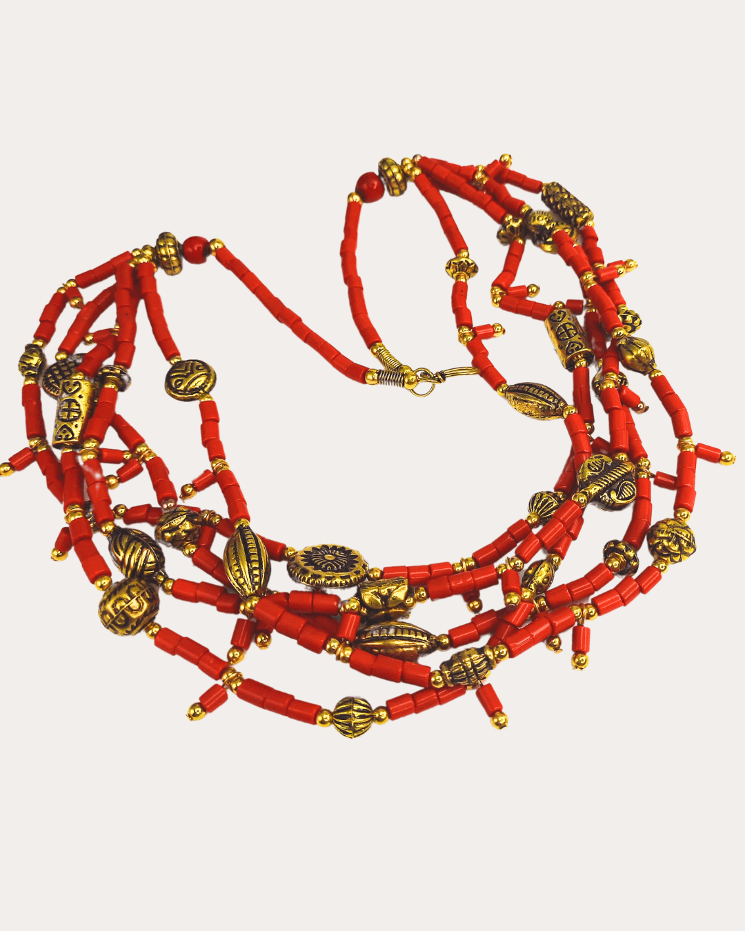 Zephy Tibeti Layred Red Necklace