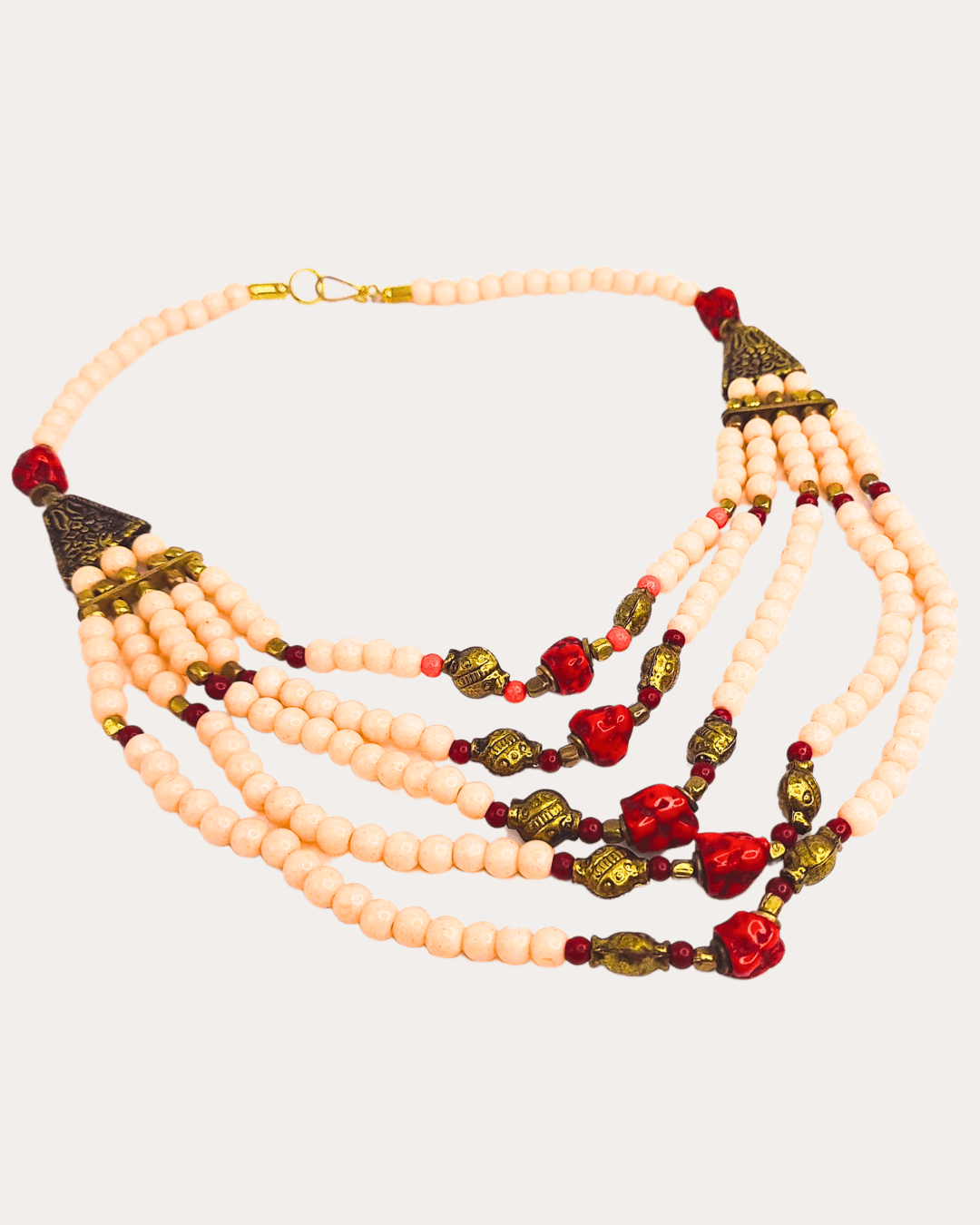 Multi-Stranded Layred 5Line Beaded Necklace