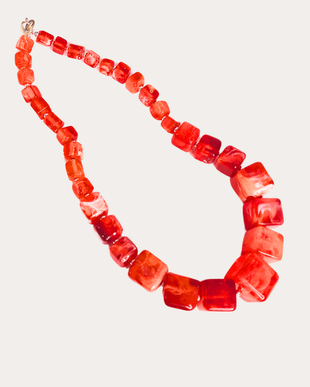 Cube Shaped Red Beads Necklace