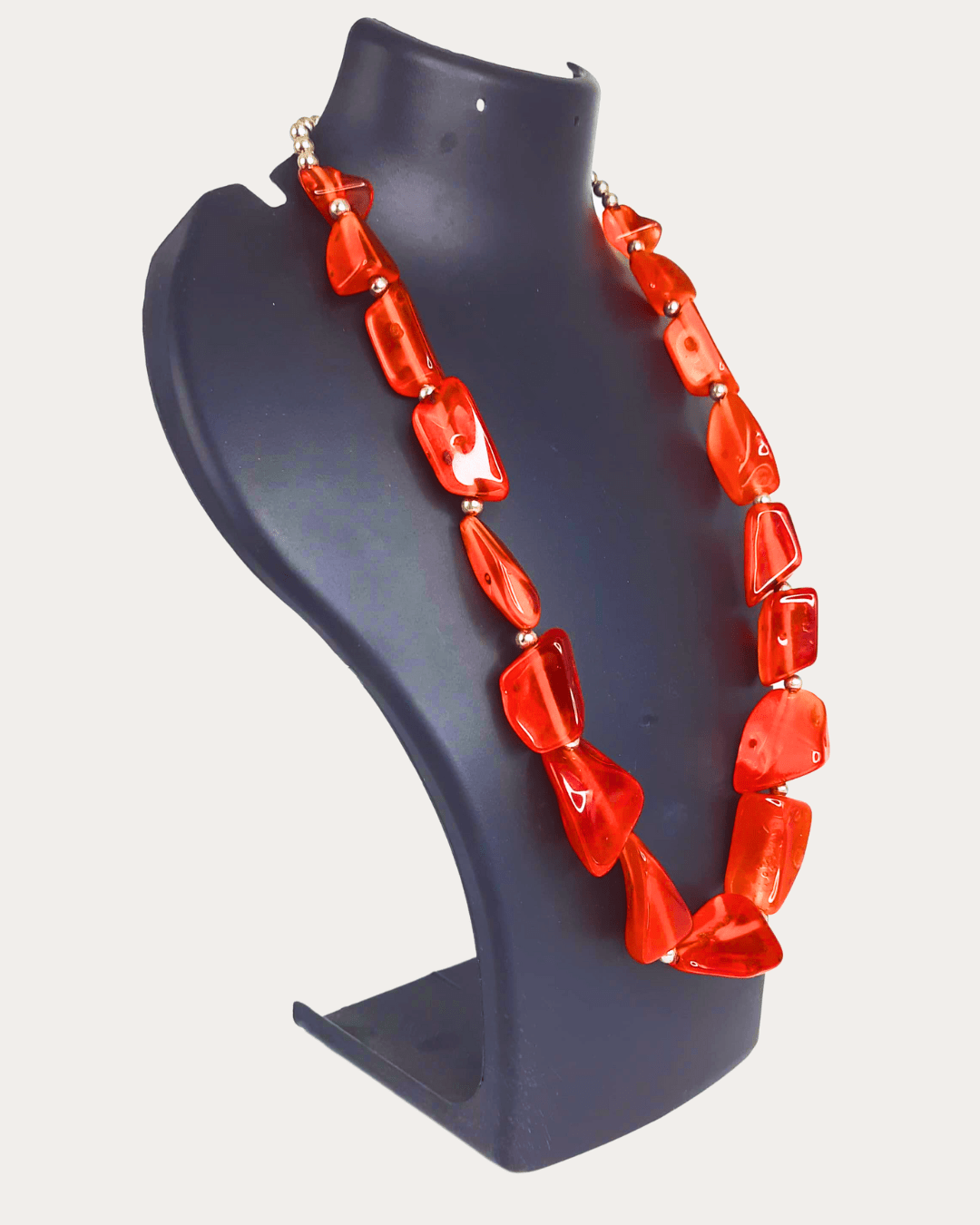 Statement Faceted Red Beads Necklace