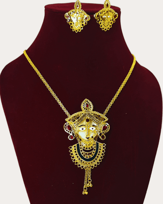 Gold Plated Durga Face Shell Tie Chain