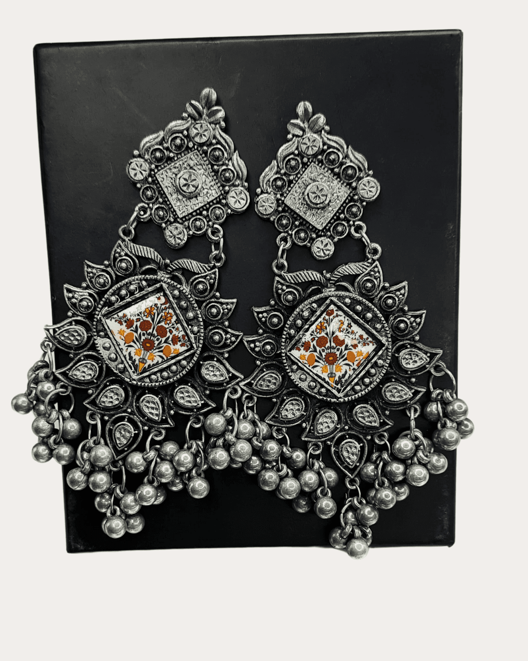 Afghan Oxidized Printed Beautiful Jhumka Earring