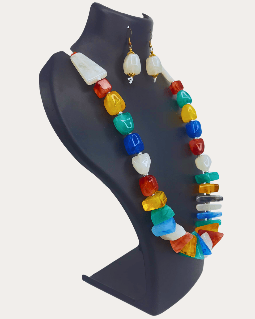 Tri multi beaded necklace set