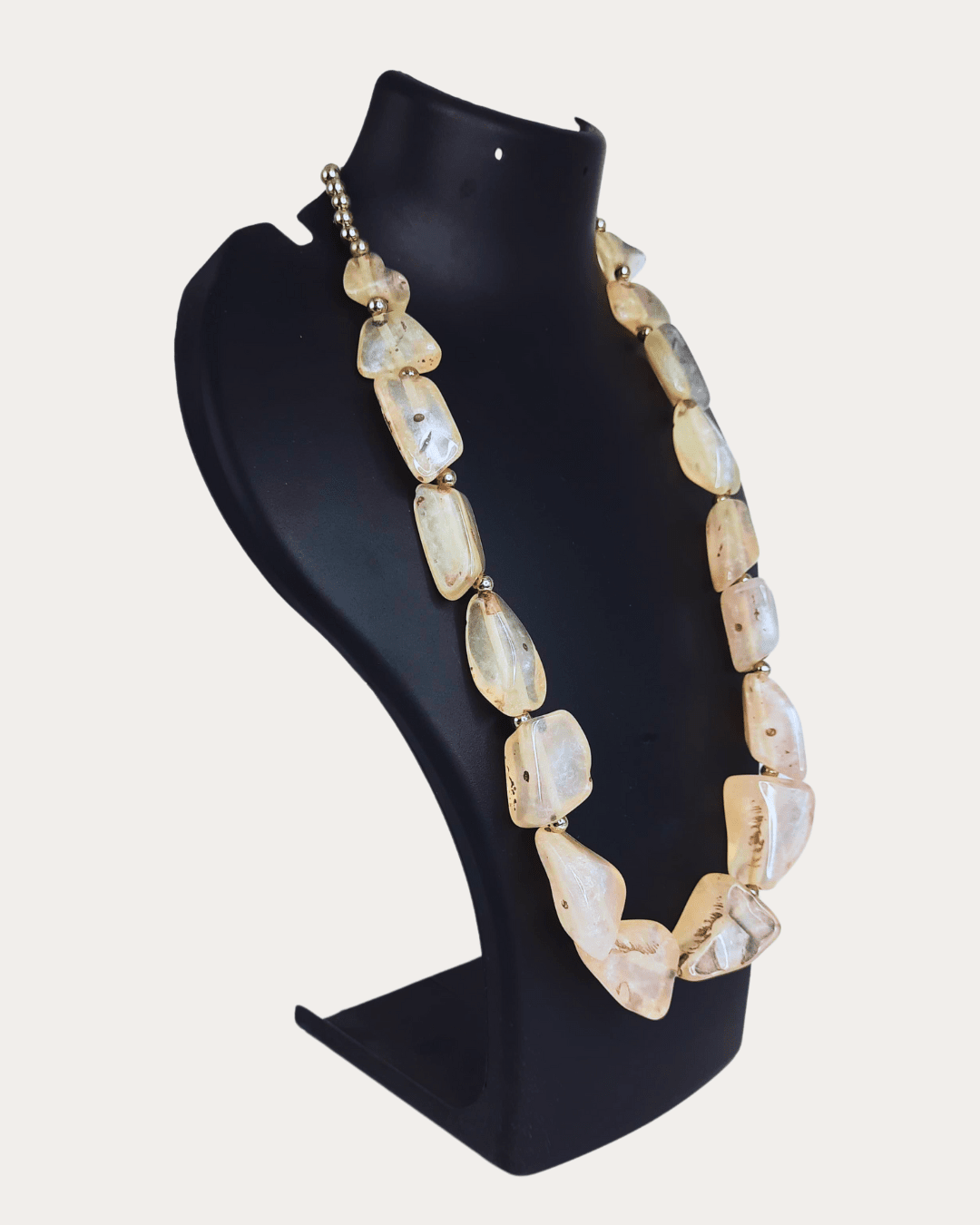 Statement Faceted White Beads Necklace