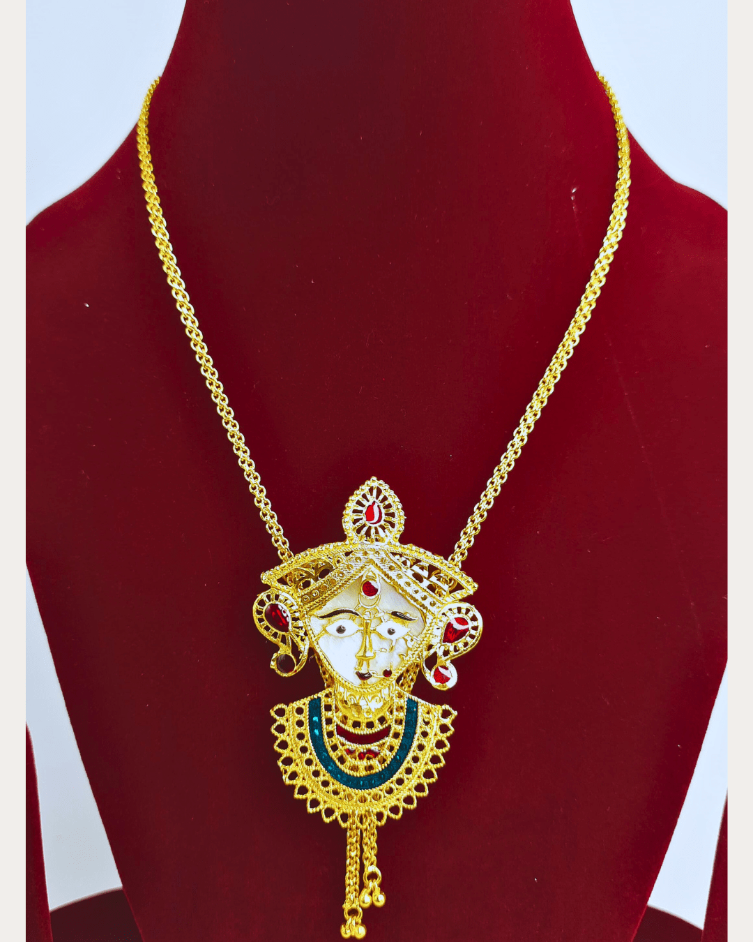 Gold Plated Durga Face Shell Tie Chain