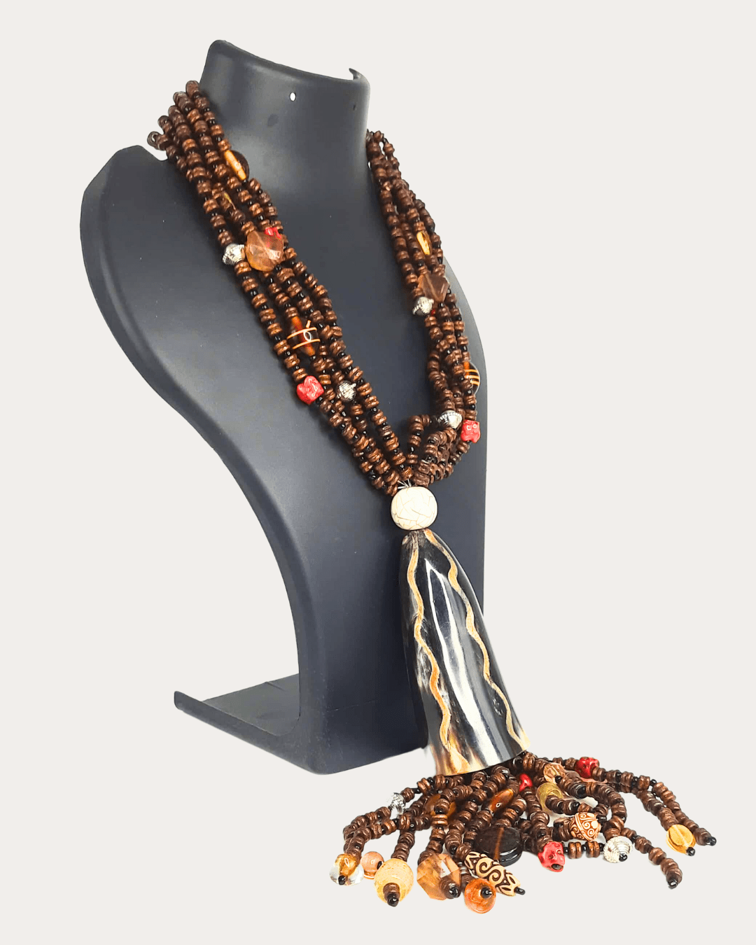 Beads Brown Coloured Tribal Long Necklace