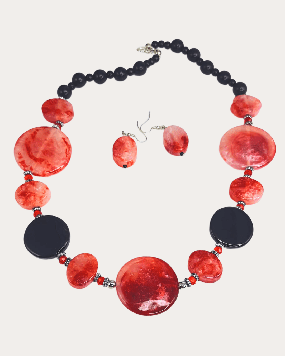 Madelion Round Red Beads Necklace