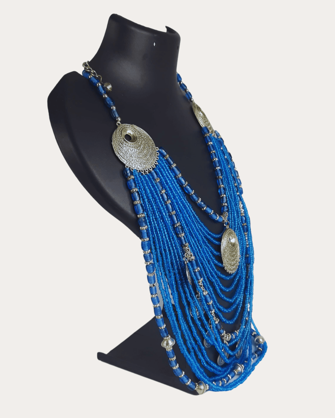 Trib Oxy Long Layerd Blue Necklace