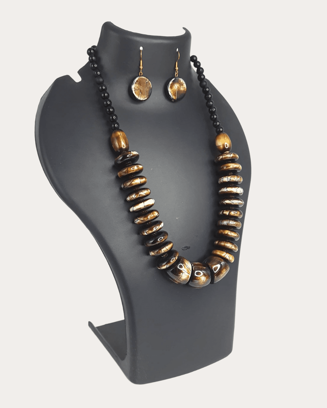 Bulbous Tiger Eye Beads Necklace Set