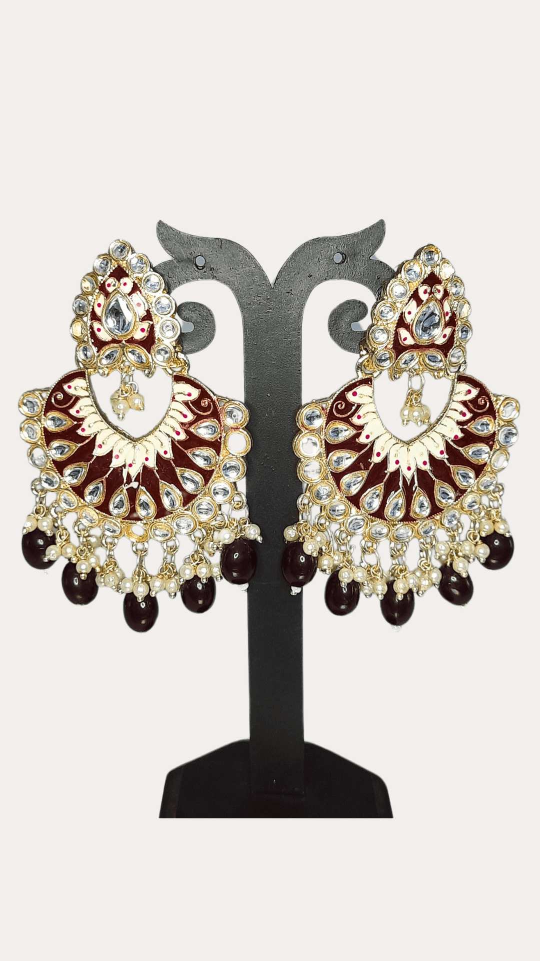 Traditional kundan moti drop chandbali earring