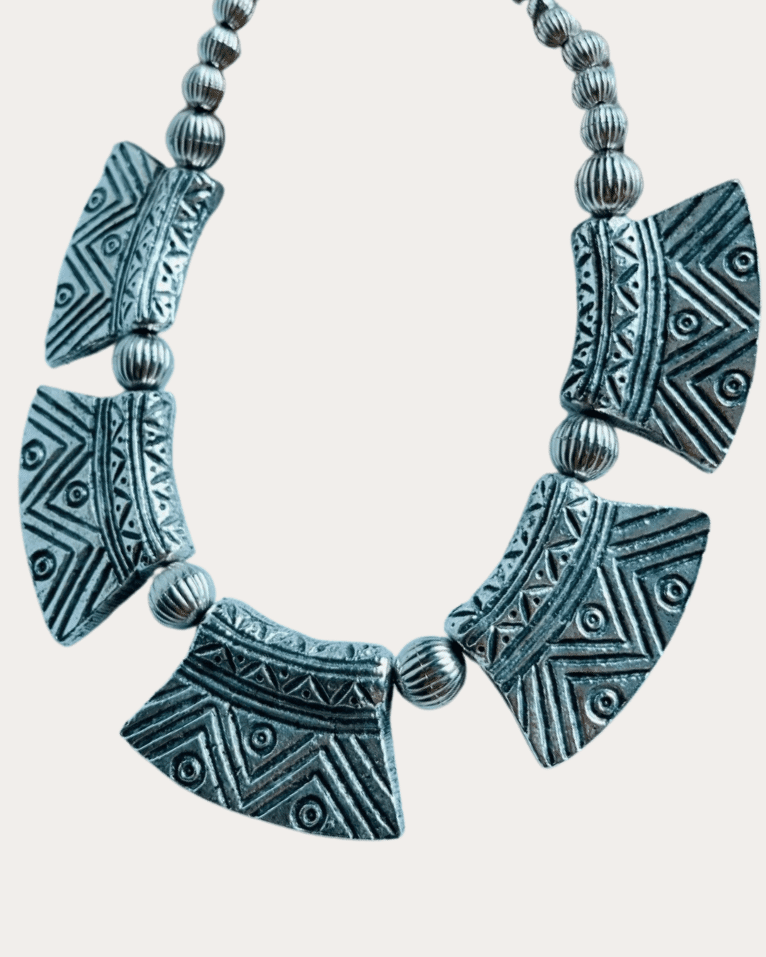 Oxy Silvery Tribal Style Replica Necklace