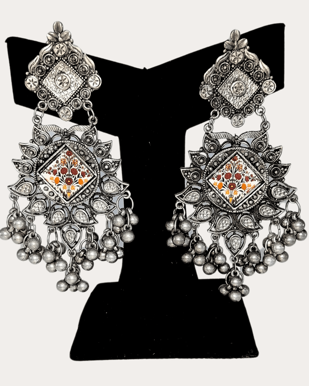 Afghan Oxidized Printed Beautiful Jhumka Earring