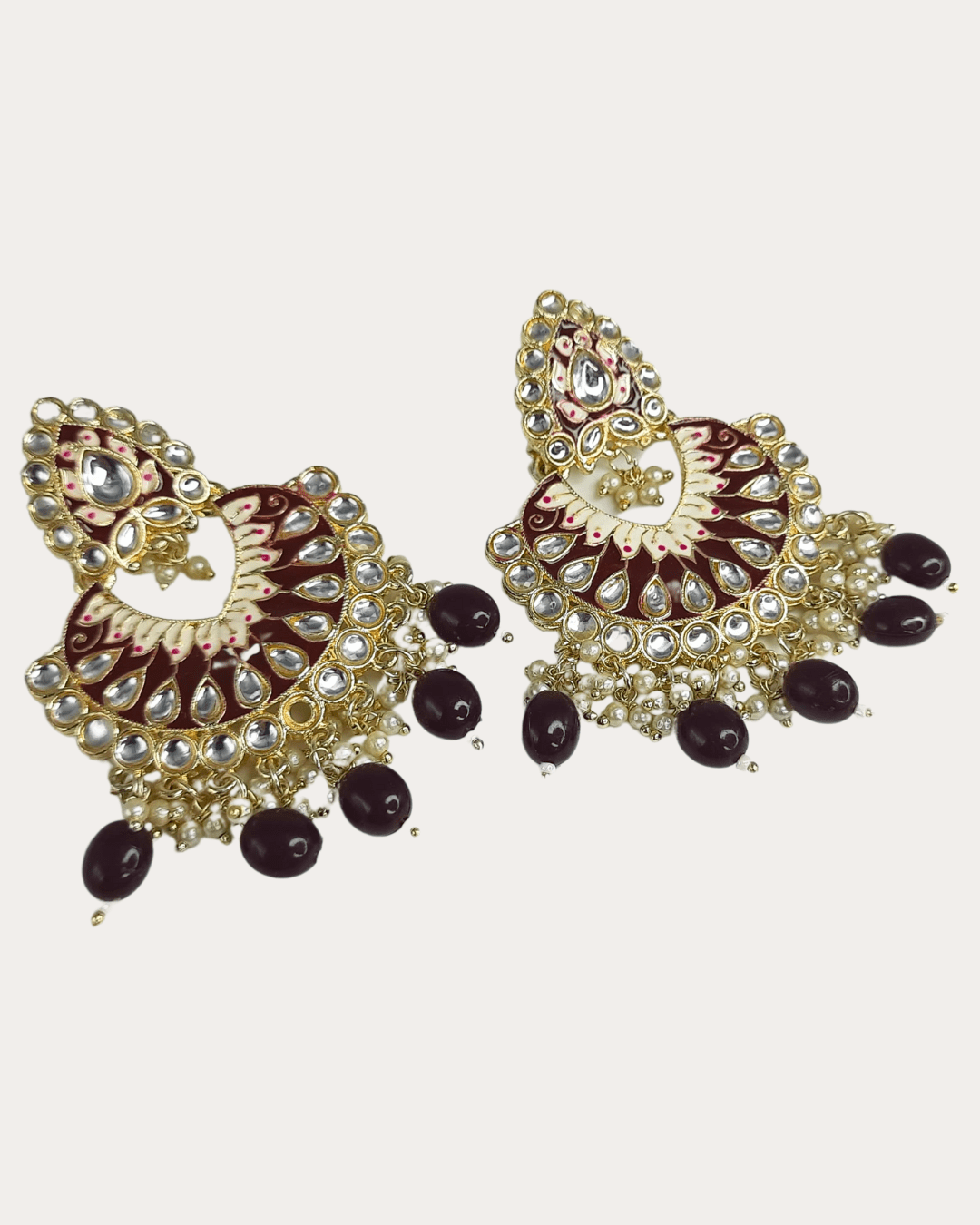 Traditional Kundan Moti Drop Chandbali Earring