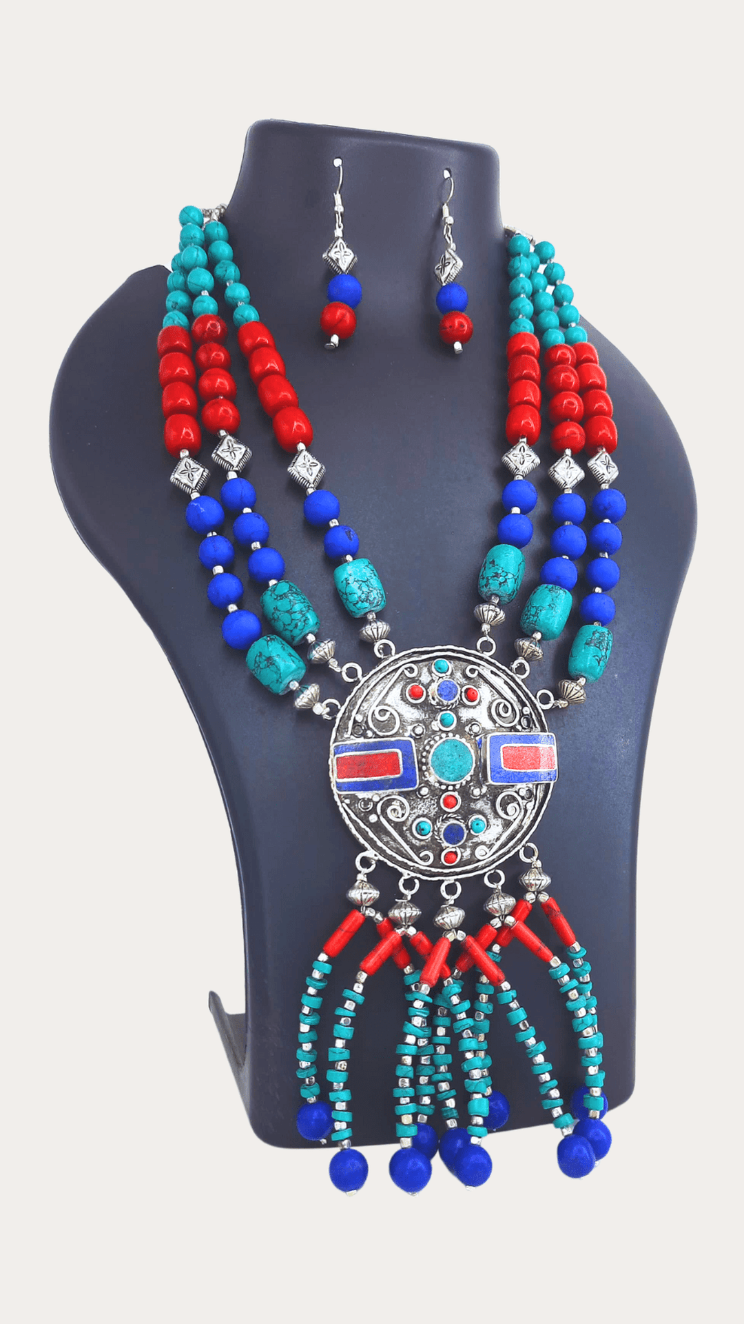Vintage Gorgeous Old Pure Tibeten Design Silver Unique Necklace Set