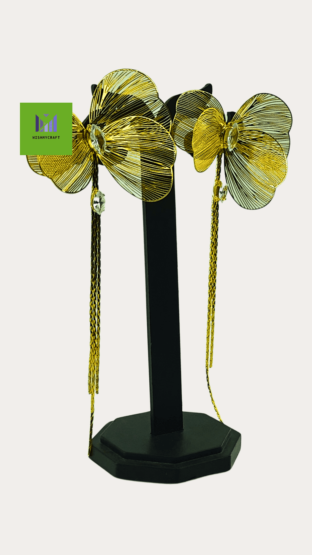 Korean Golden Long Shiny Flower Earrings