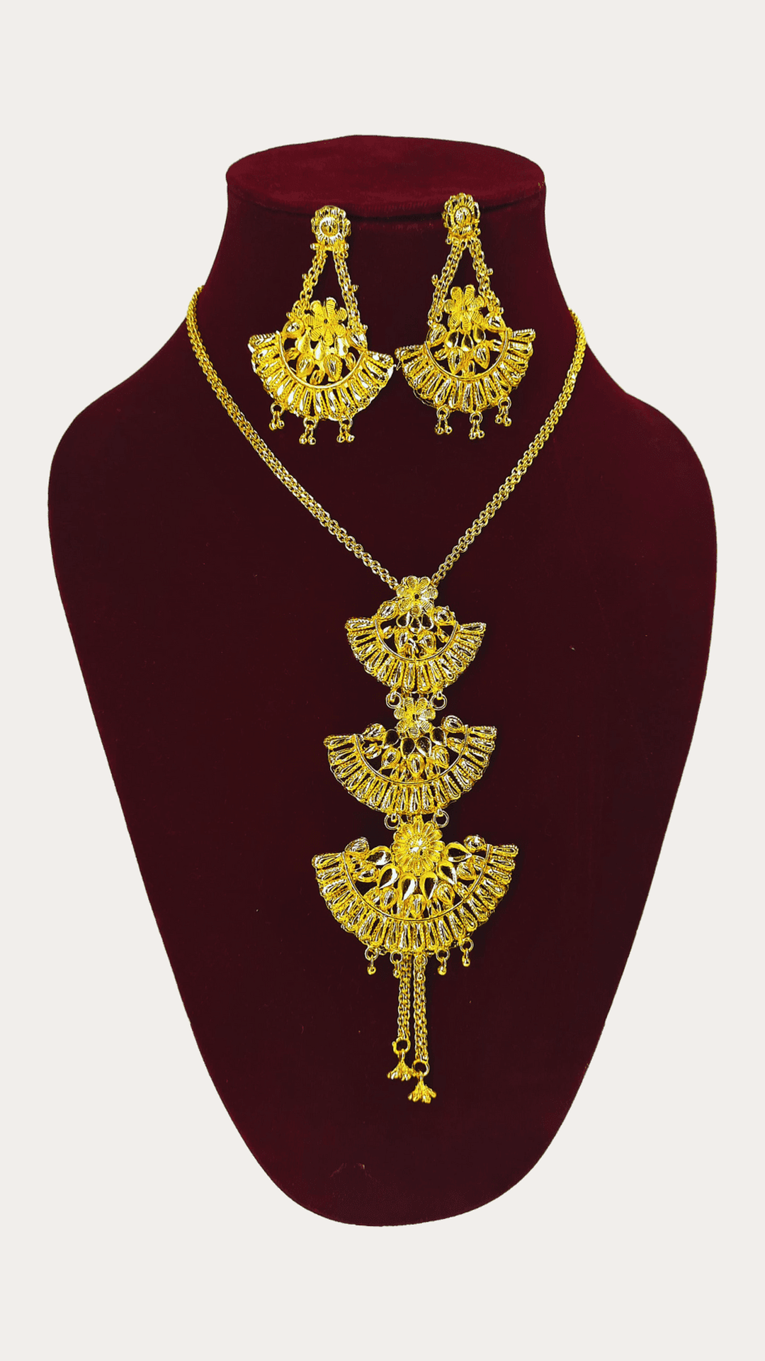 Fancy Gold Plated Tie Chain With Earring