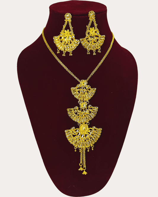 Fancy Gold Plated Tie Chain With Earring