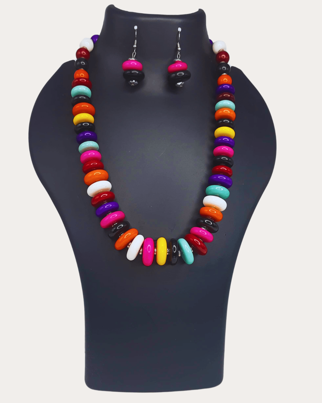 Retro multicolur candy beads necklace