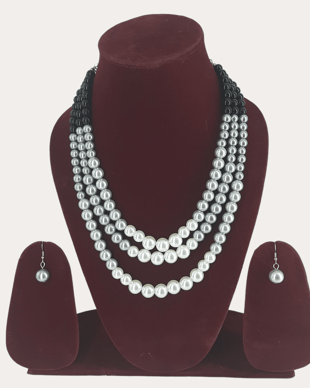 Elegant Pearl Multistrand Triple Line Necklace