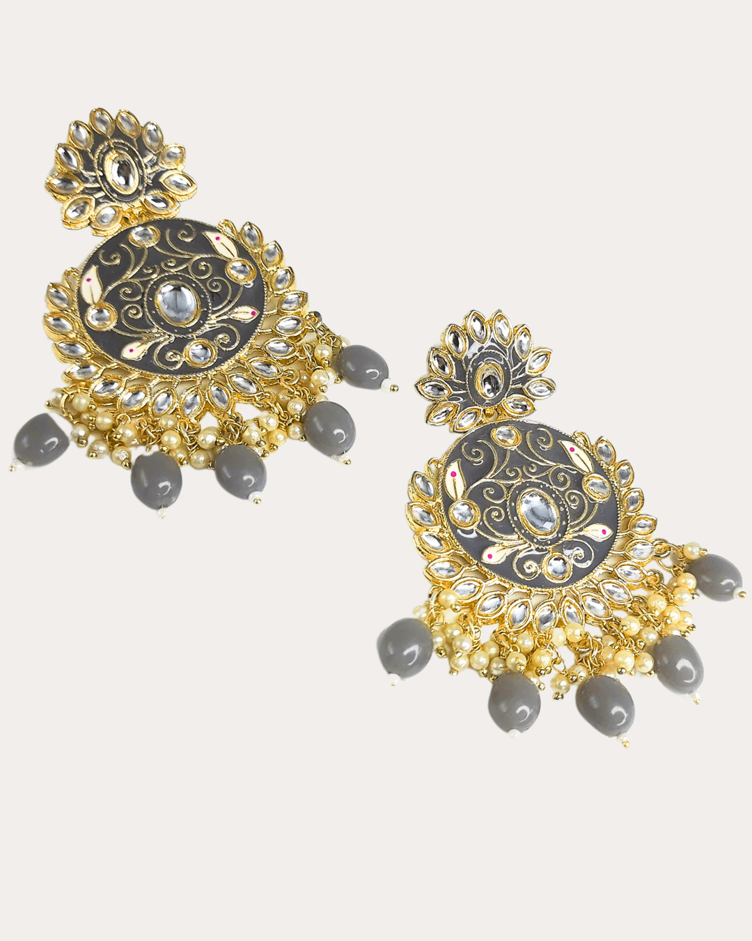 Traditional Kundan Moti Drop Chandbali Earring