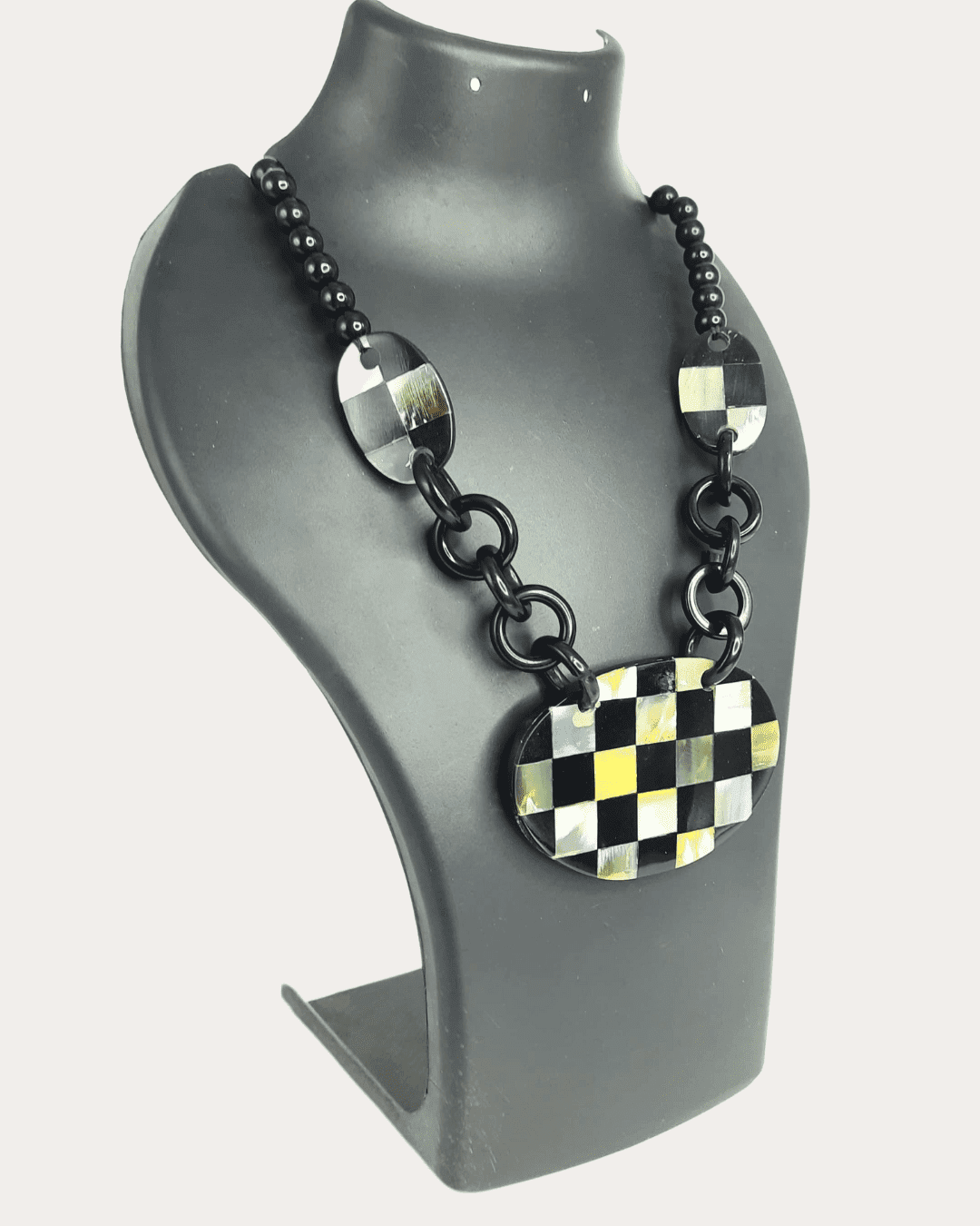 Chess Board Western Black Beads Necklace