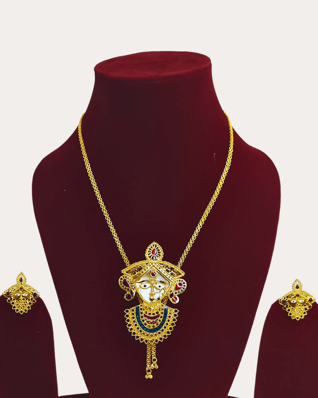 Gold Plated Durga Face Shell Tie Chain