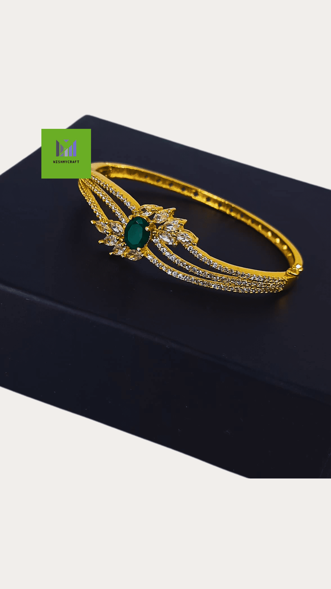 Ad Stone Fitted Adjustable Gold Plated Bangle