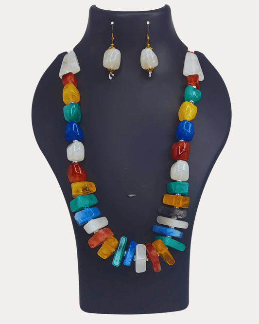 Tri multi beaded necklace set