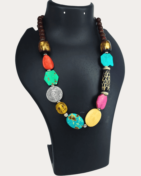 Artisanal Stone&Beads Statement Necklace