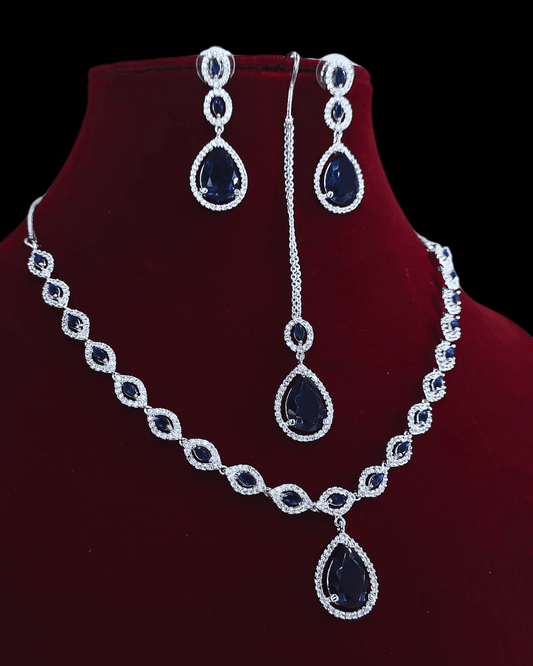 Costume Ad Waterdrop Shaped Necklace Set With Maang Tikka