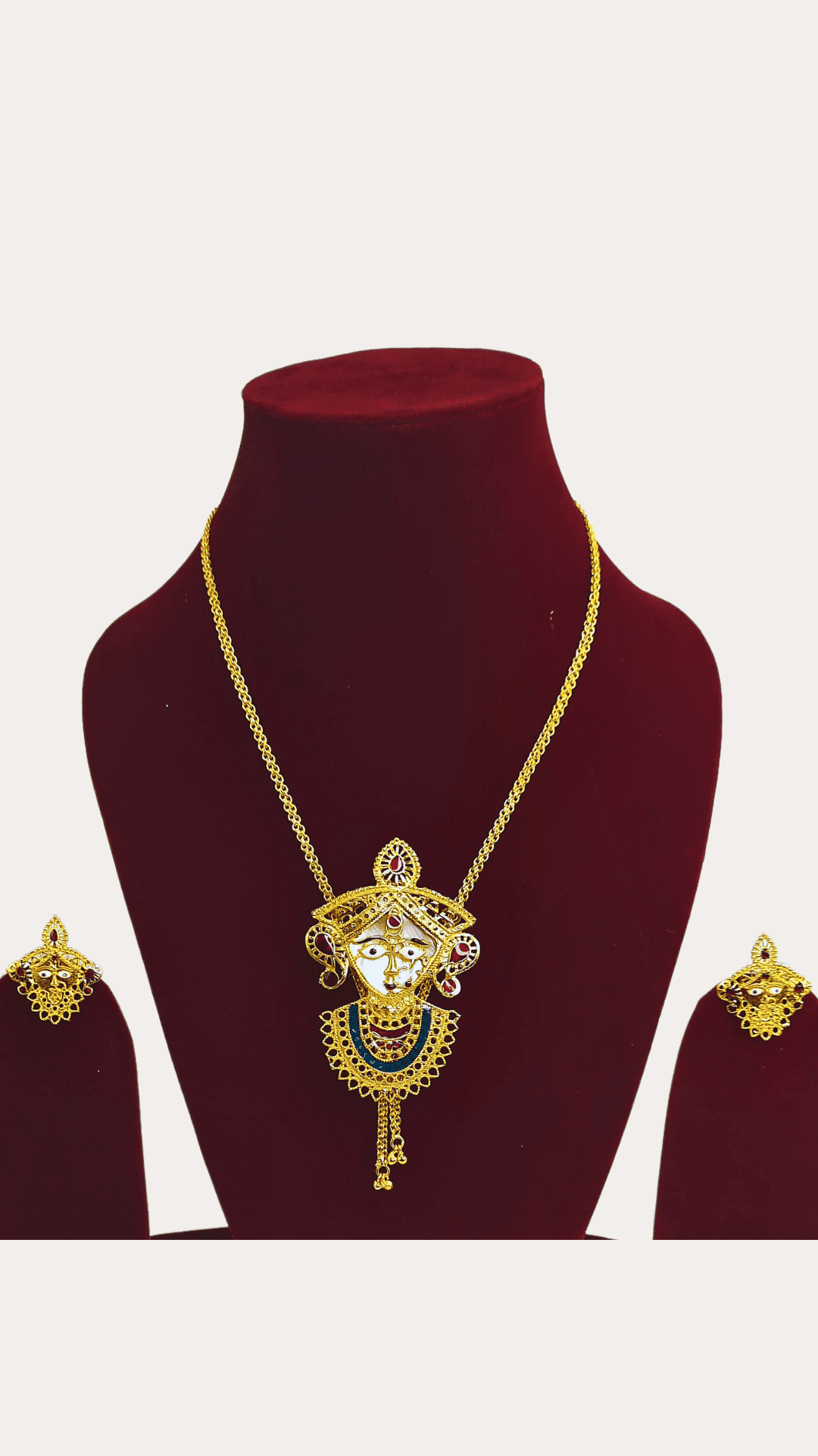 Gold Plated Durga Face Shell Tie Chain